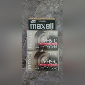 2 VHS-C tapes TC-30 MAXELL Camcorder Video Tapes  - HGX Gold ES1 NIP
